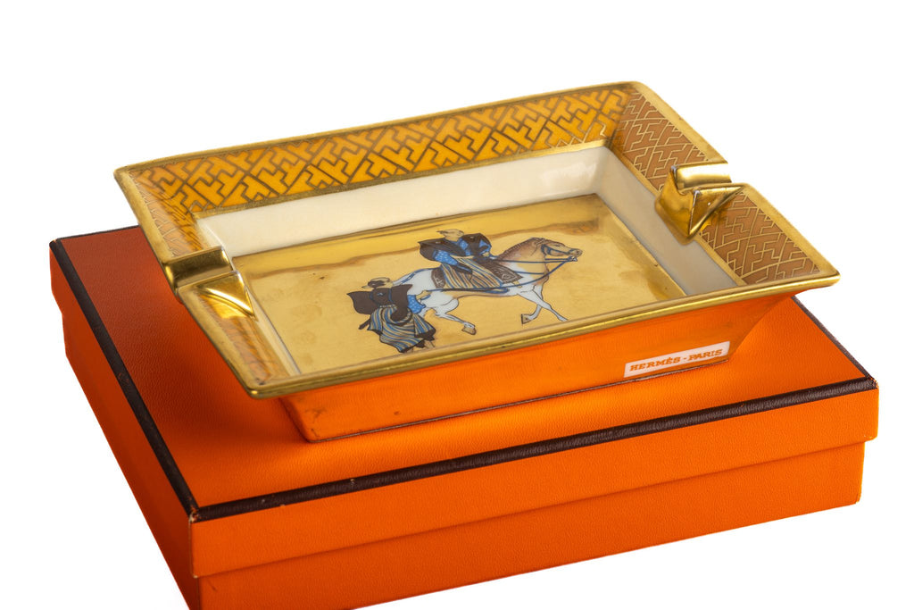 Hermès Samurai Gold Porcelaine Ashtray