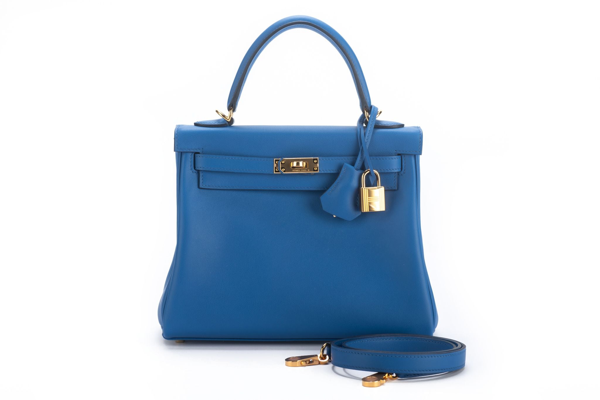 Brand New Hermes Kelly 25 Blue Saphire PHW Veau Swift at 1stDibs