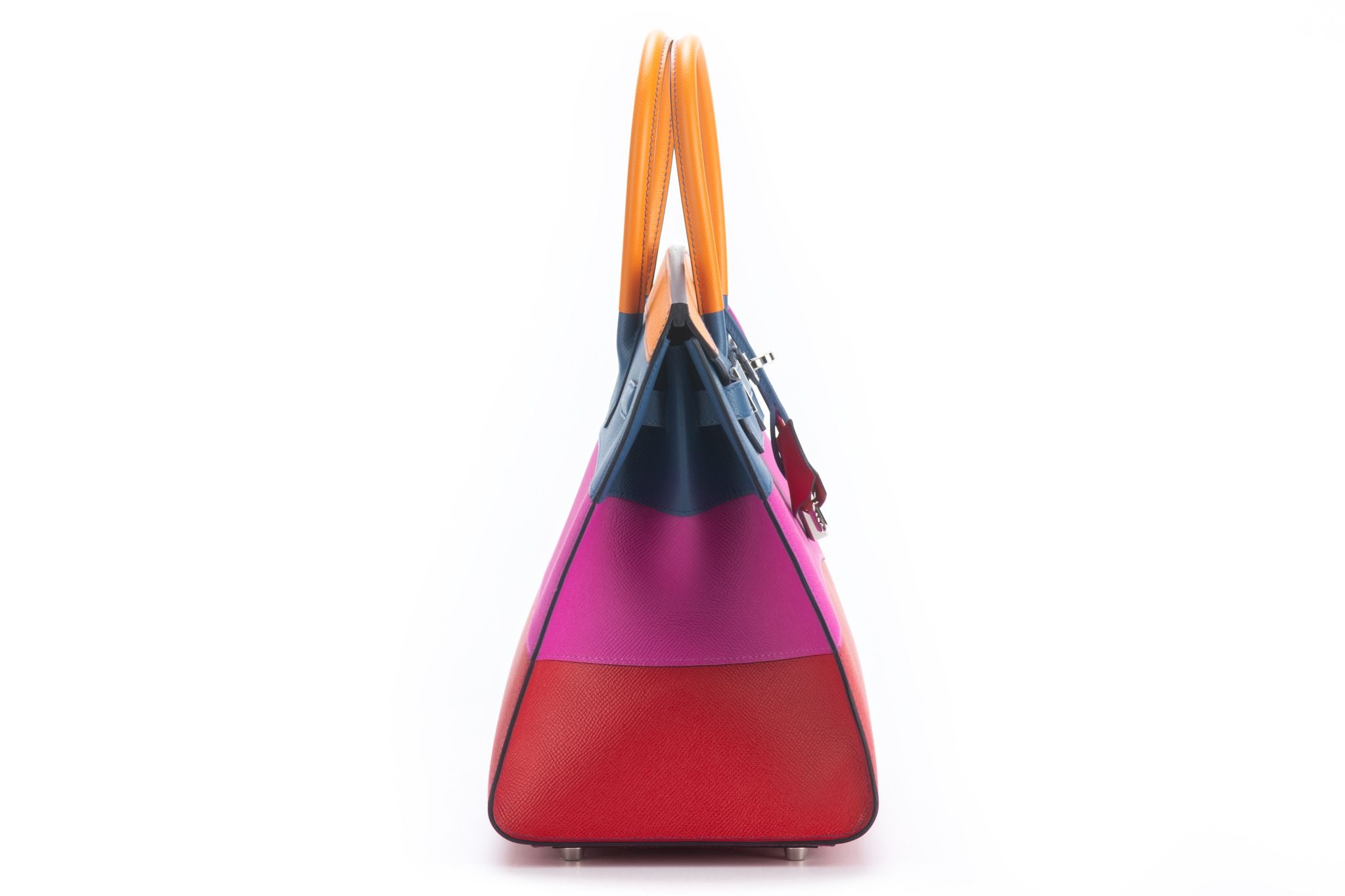 Hermès Birkin 35 cm Rainbow Sunset Handbag in Red Casaque, Magnolia