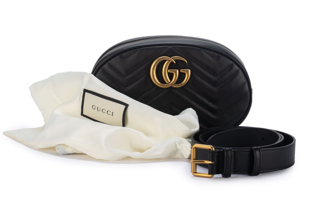 Gucci New Black Gold Marmont Fanny Pack
