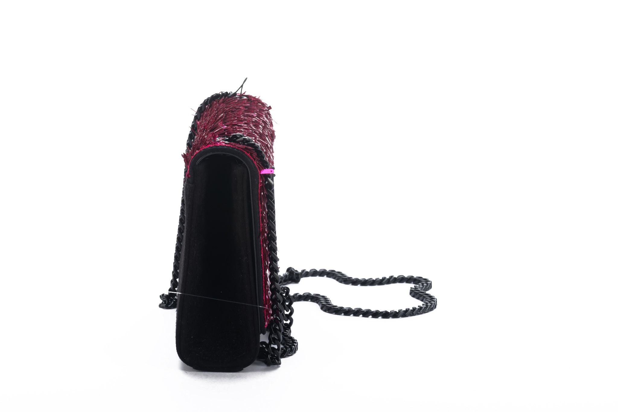 YSL Black Suede Sequins Cross Body Bag - Vintage Lux