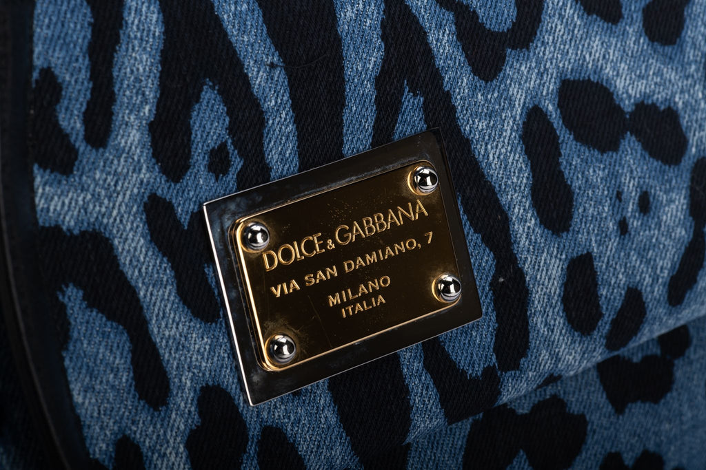 Dolce Gabbana New Cheetah Denim LG Bag