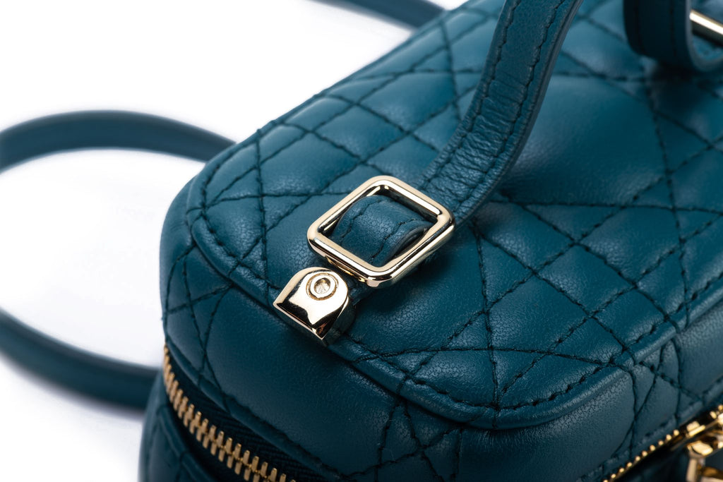 Dior Mini Cannage Turquoise Travel Case