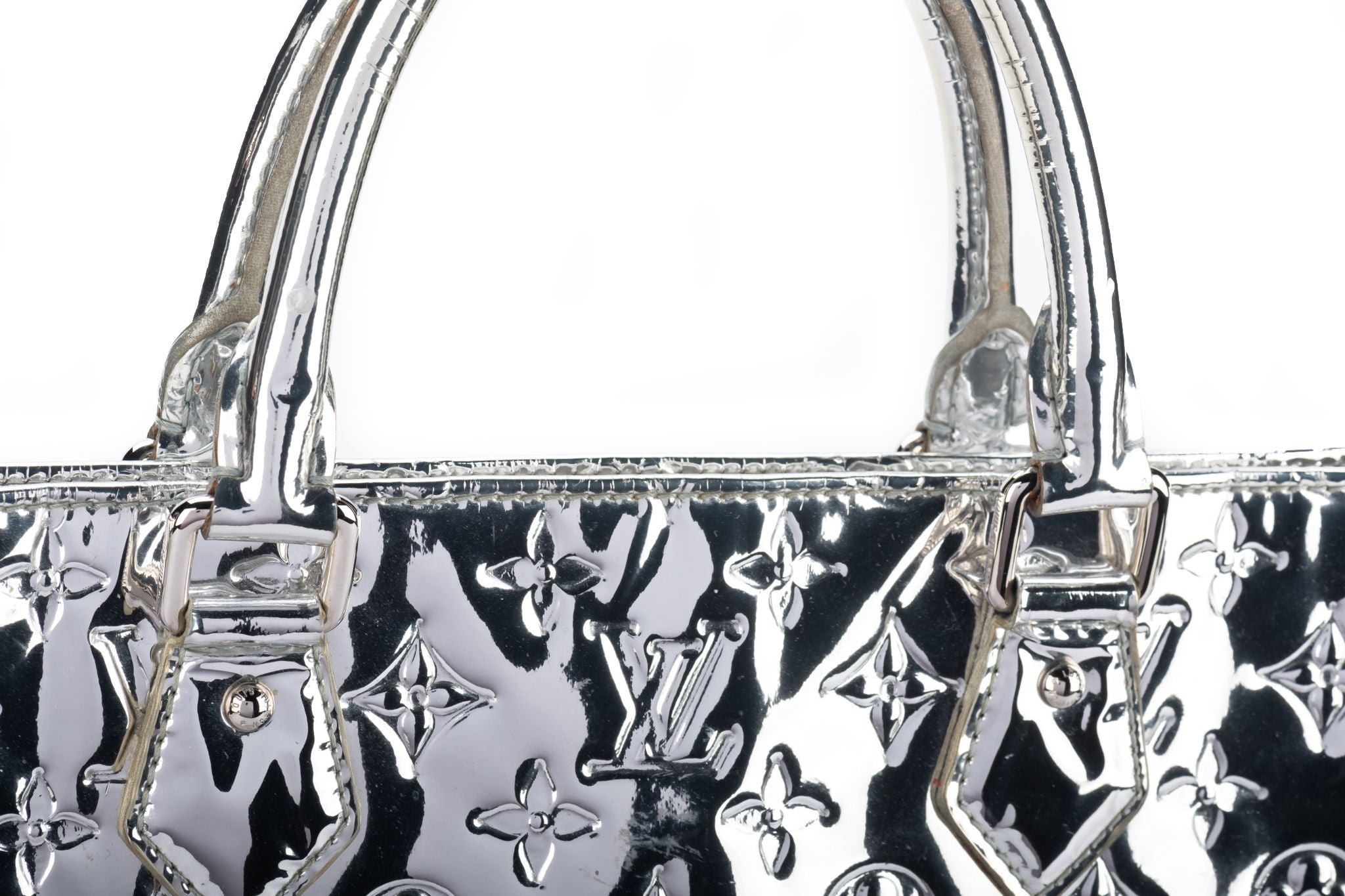 Louis Vuitton Louis Vuitton Sac Plat Silver Monogram Miroir Patent