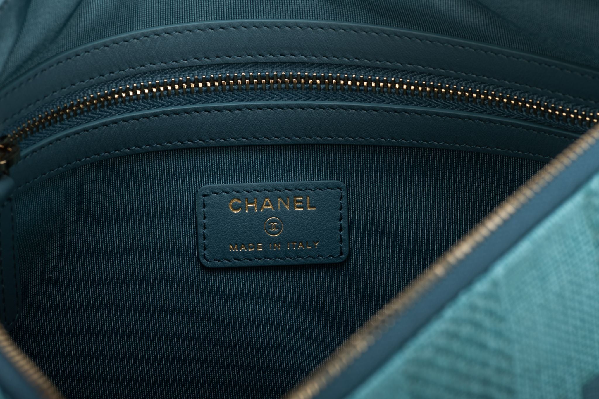 Chanel New Striped Deauville Aqua Clutch - Vintage Lux