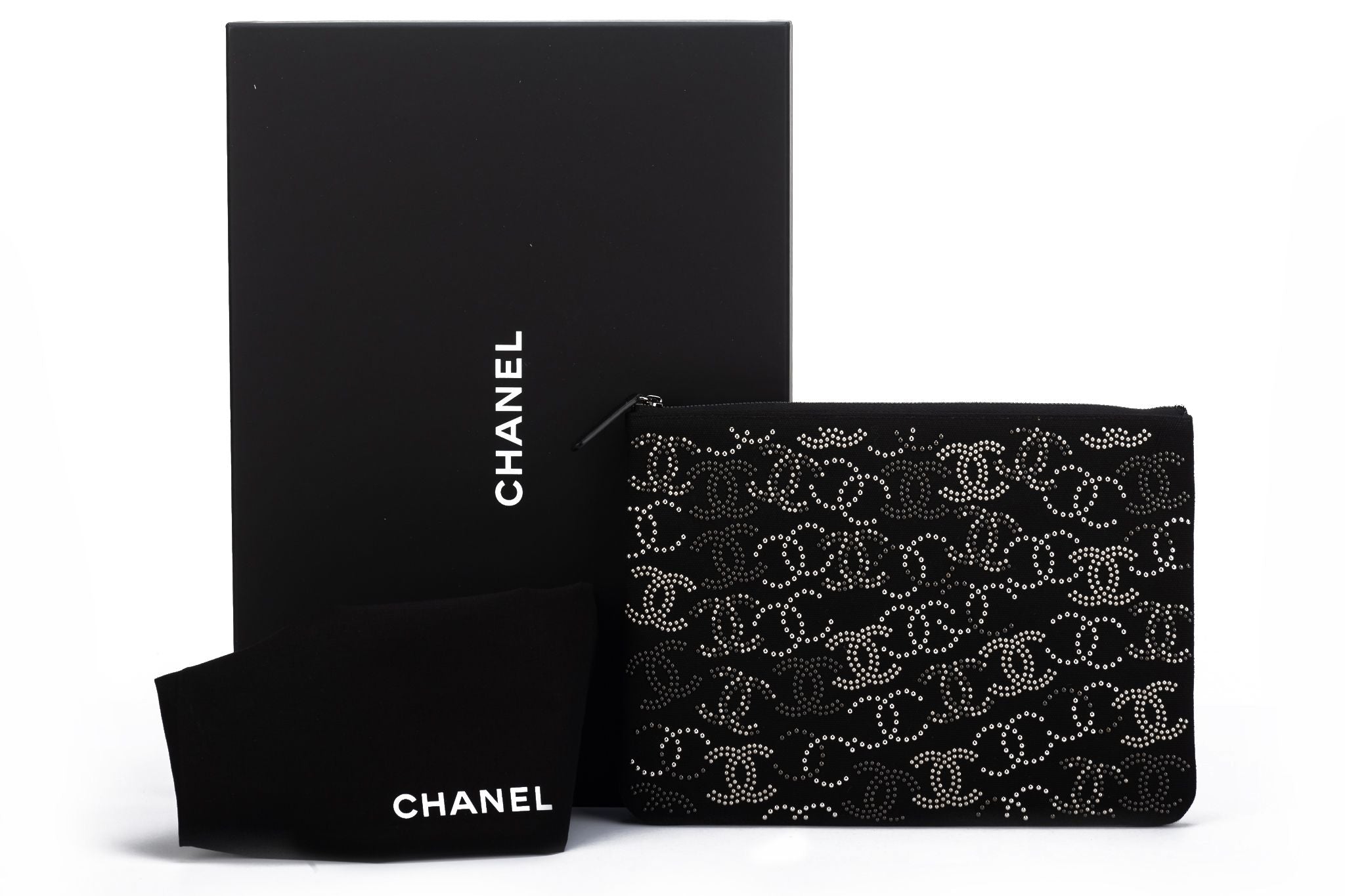 Chanel Black & White Camellia Clutch