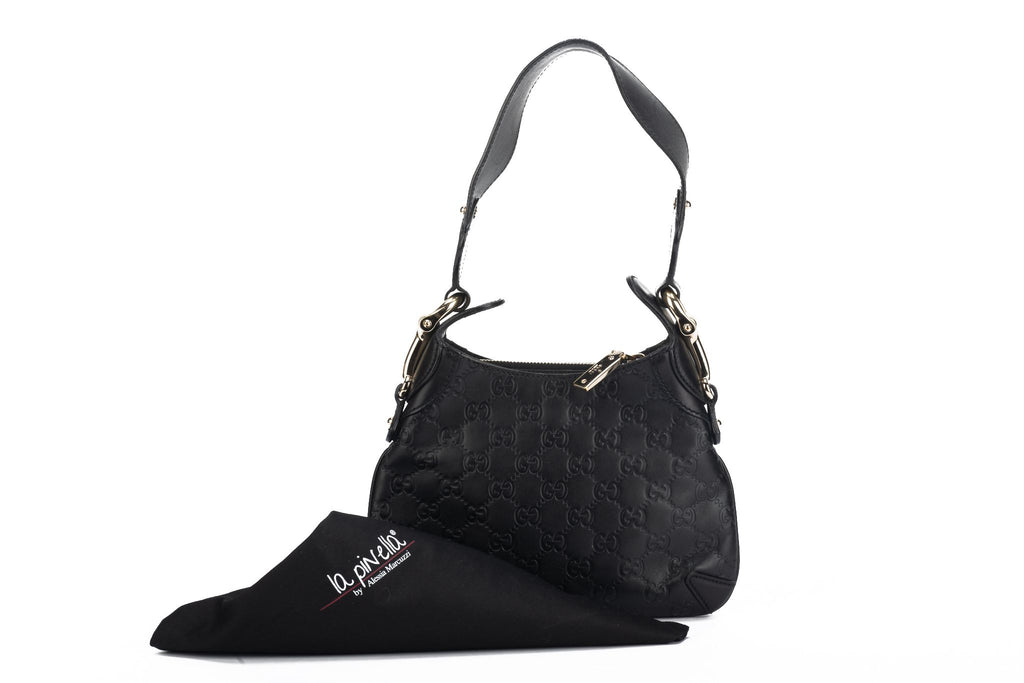 Gucci Preloved Black GG Shoulder Bag