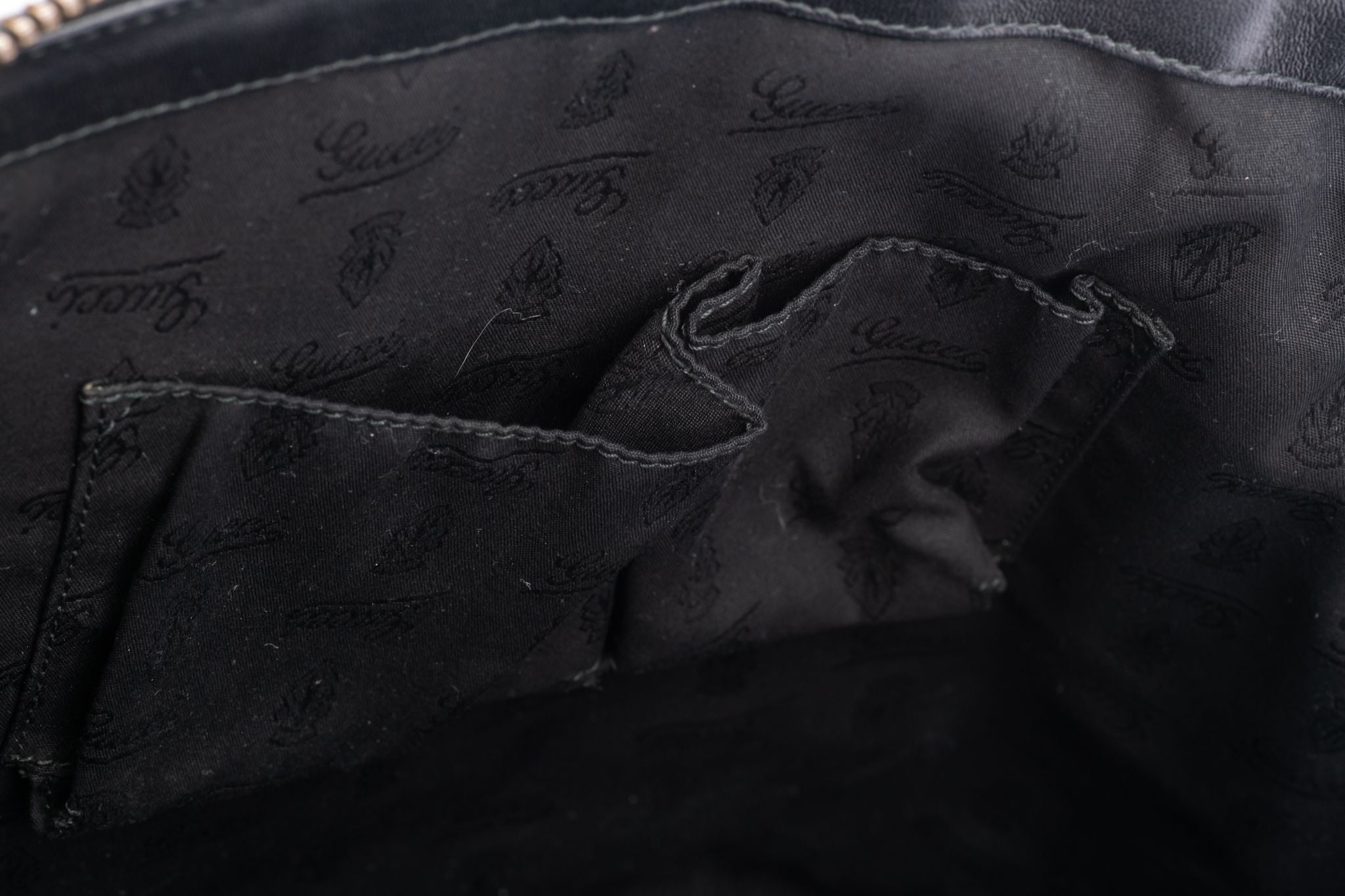 Gucci Black Monogram Suede Shoulder Bag