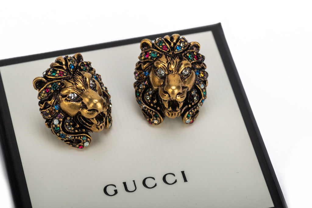 Gucci NIB Multicolor Lionshead Earrings
