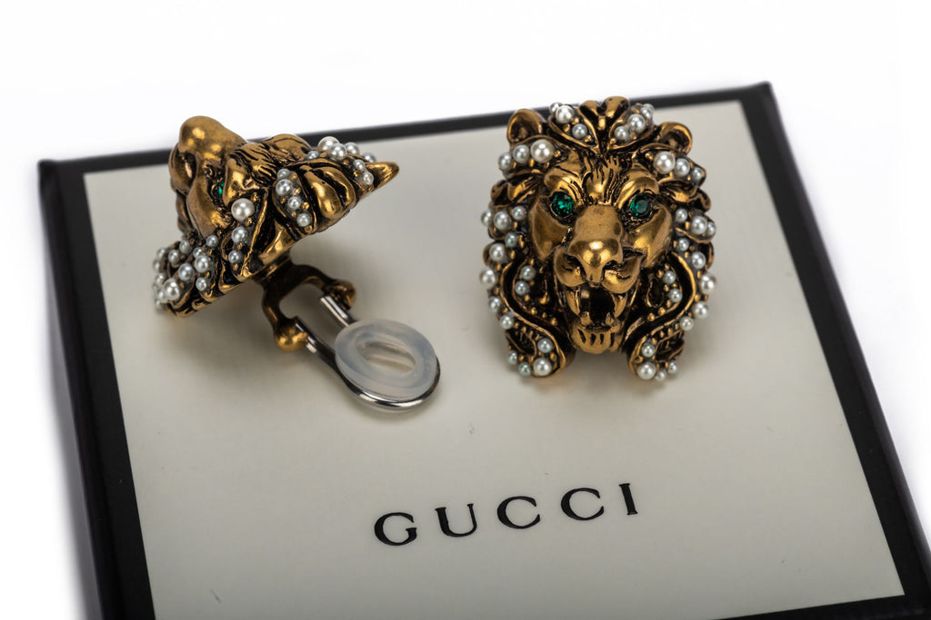 Gucci BNIB Lionshead Clip Earrings