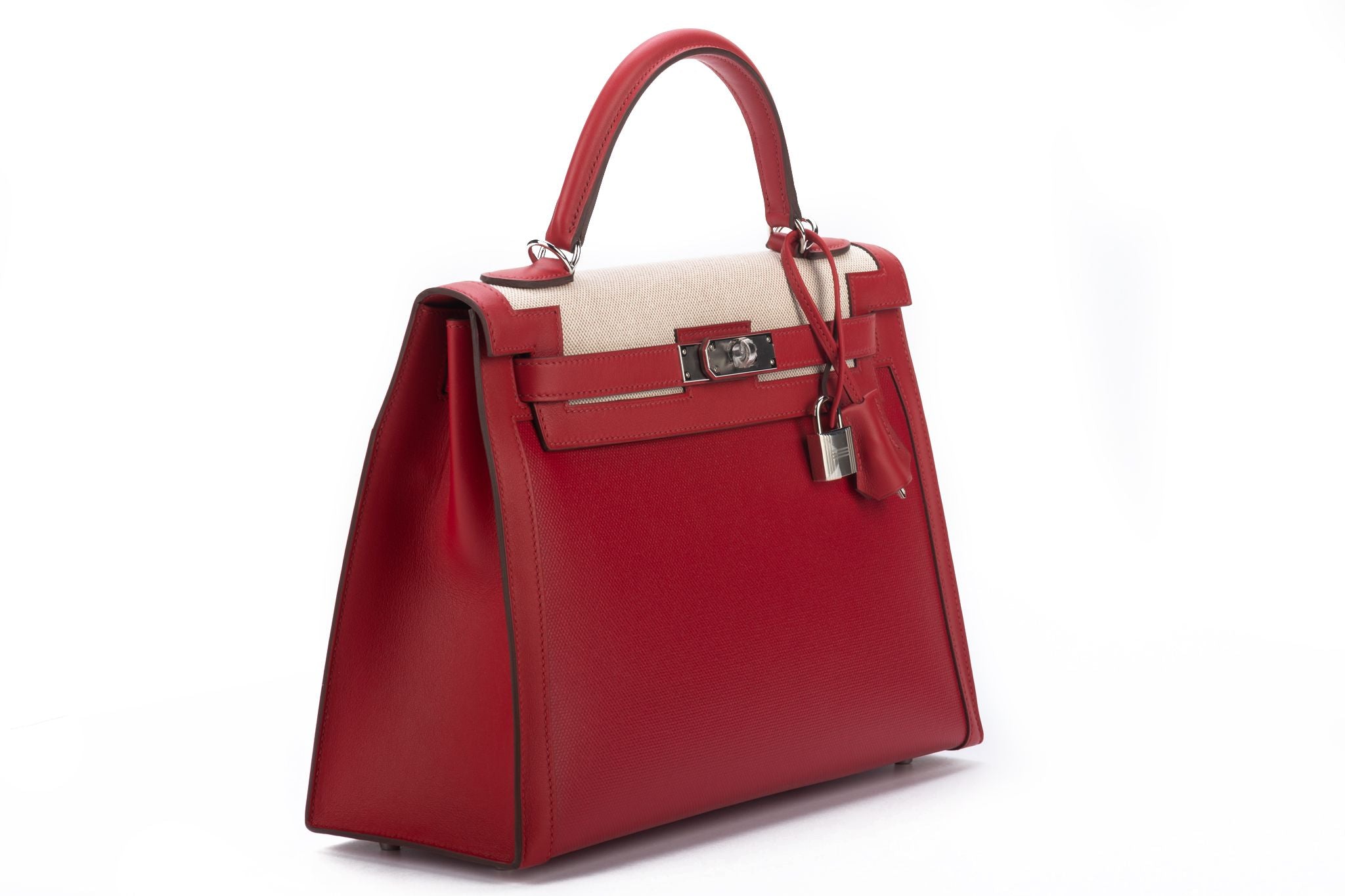 HERMES Vintage Kelly Sellier 32 Box Leather Satchel Bag Red