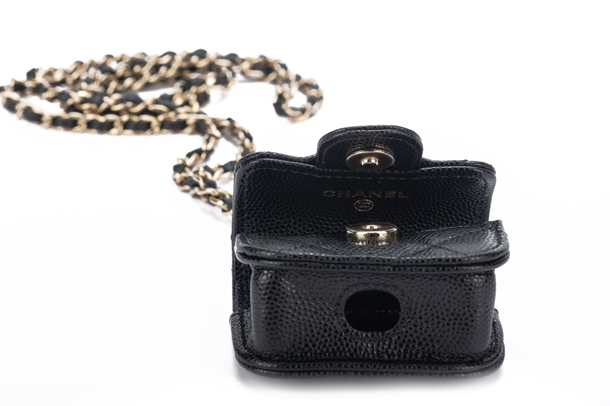 Chanel BNIB Black Caviar Air Pods Case - Vintage Lux