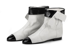 Chanel NIB Black White Ankle Boots Vintage Lux