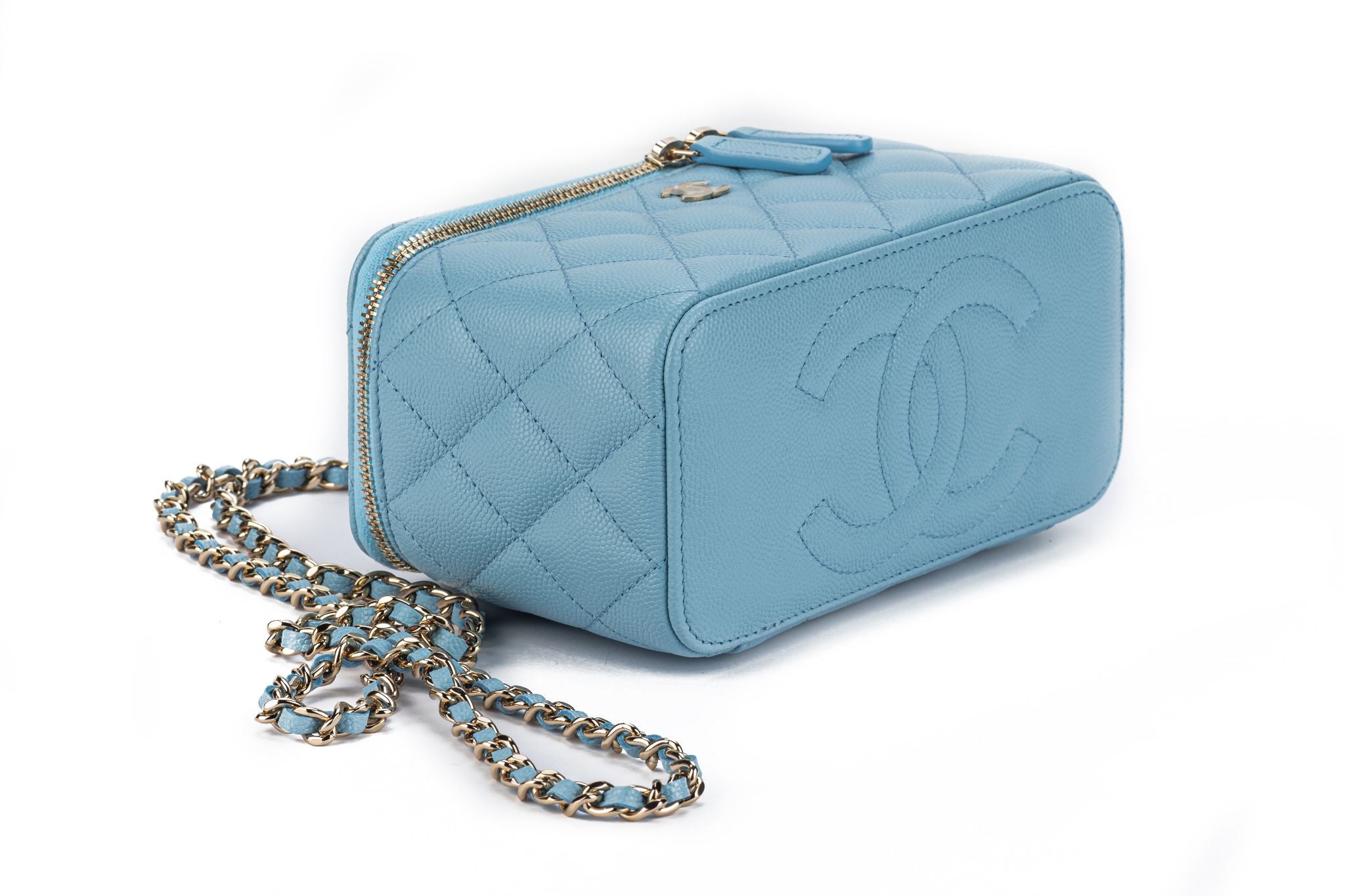 Chanel Vanity Case Shoulder Bag Light Blue Mini