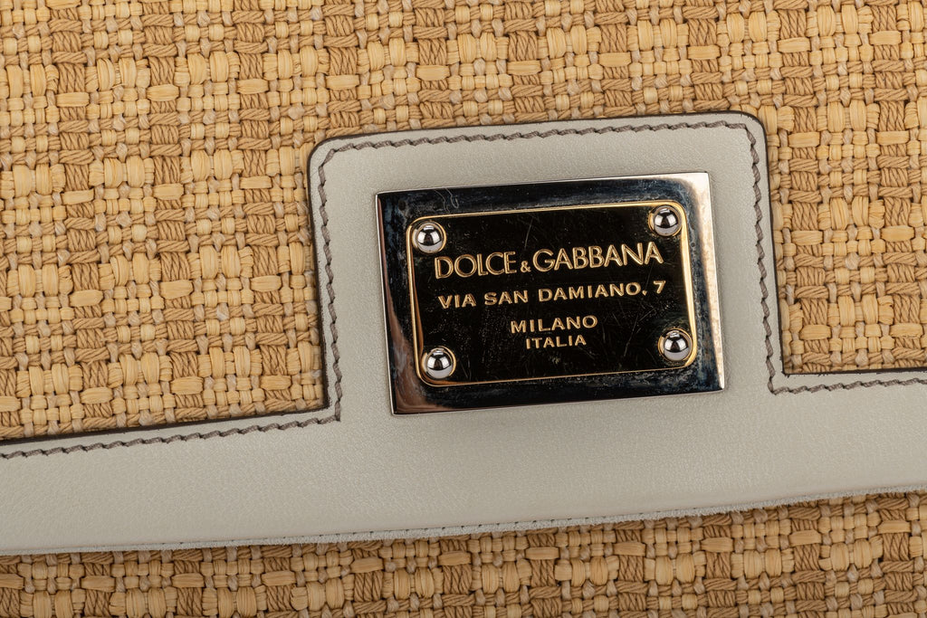 Dolce Gabbana New Large Straw Cream Bag