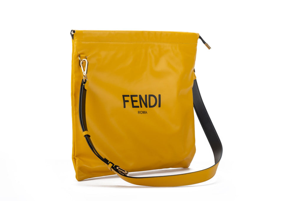 Fendi New Large Yellow Cross Body Bag