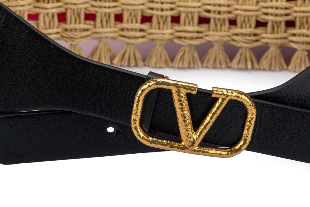 Valentino NIB Raffia Leather Wide  Belt
