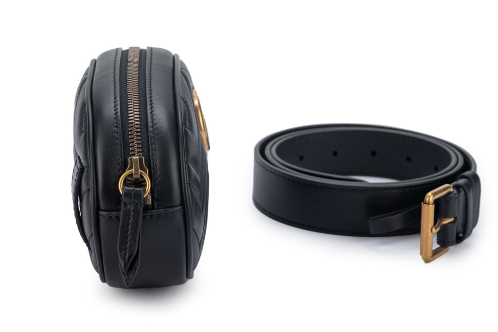 Gucci Black Leather Fanny Pack With Logo