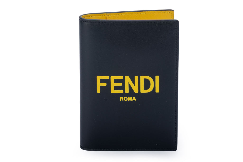Fendi NIB Black & Yellow Passport Cover