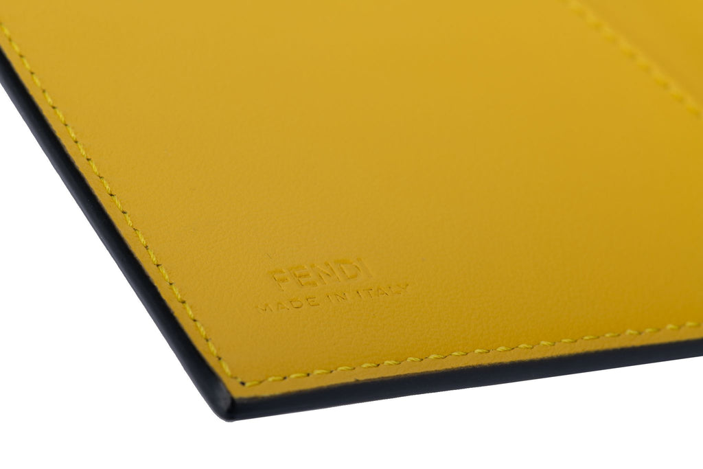 Fendi NIB Black & Yellow Passport Cover