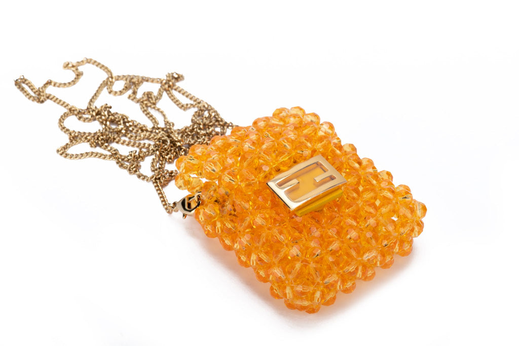 Fendi NIB Pico Baguette Orange Beads