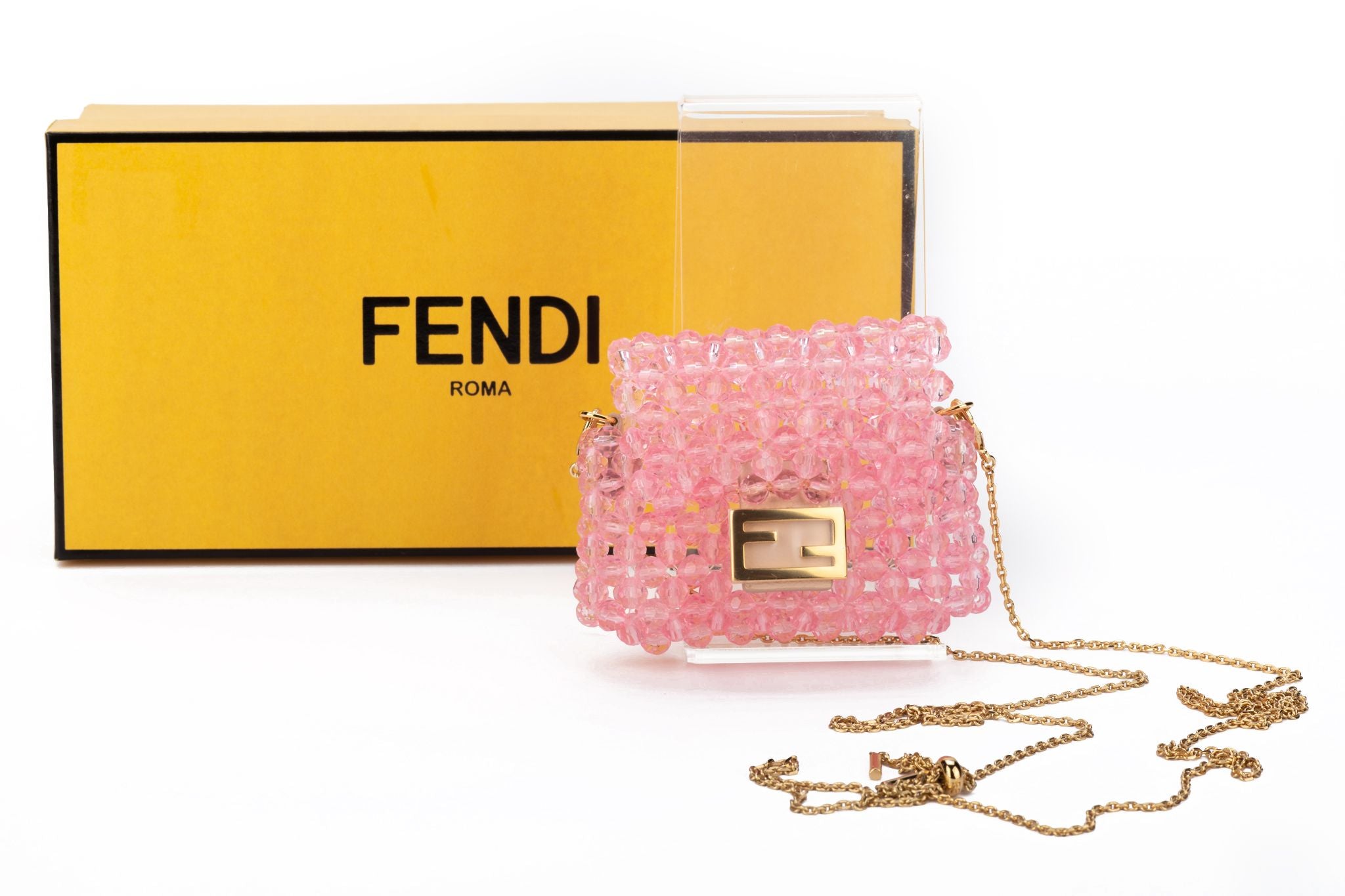 Fendi NIB Pink Beads Pico Baguette - Lux