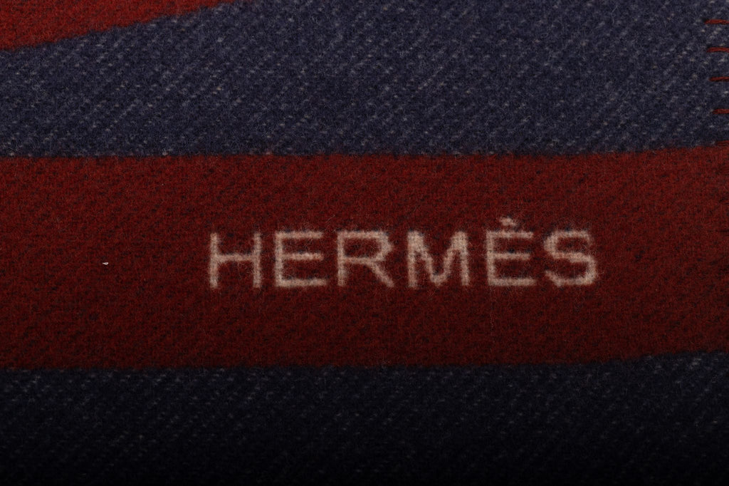 Hermes BNIB Blue Red Brandebourg Blanket