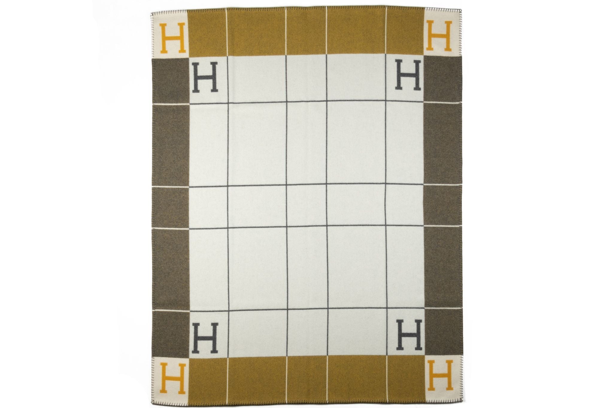 Hermes New White Grey Avalon Blanket Vintage Lux
