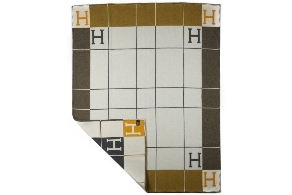 Hermes New  White Grey Avalon Blanket