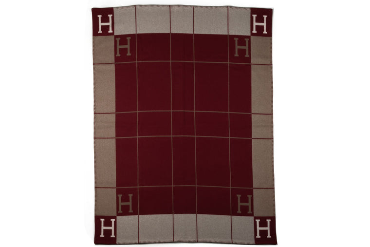 Hermes BNIB Etoupe Red Avalon Blanket