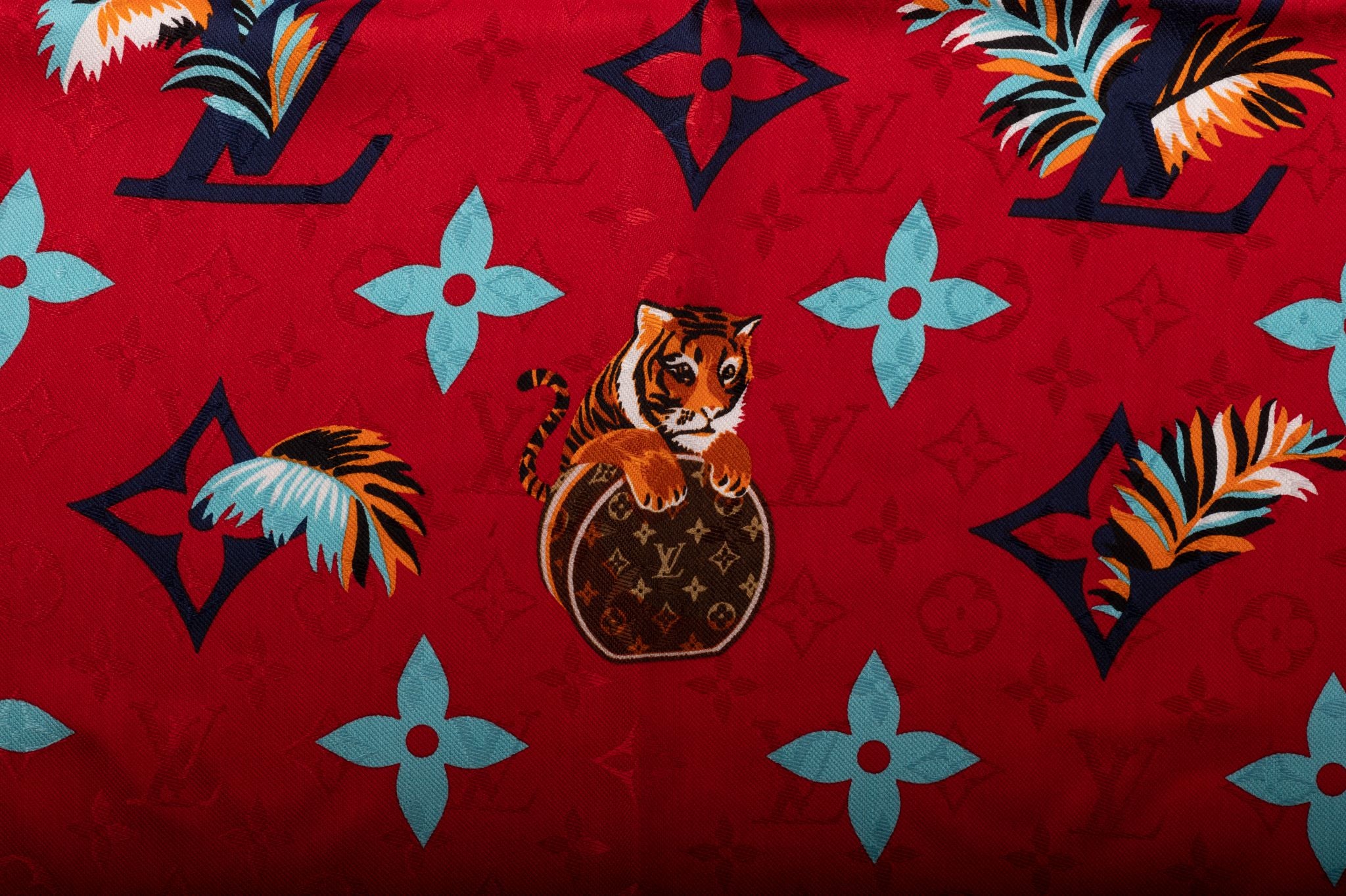 Louis Vuitton Precious Tiger Scarf, Red, One Size