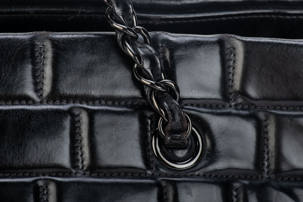Chanel Black Brushed Leather Large Tote