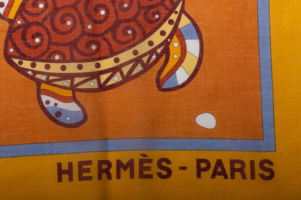 Hermès Cotton Orange Turtles Sarong