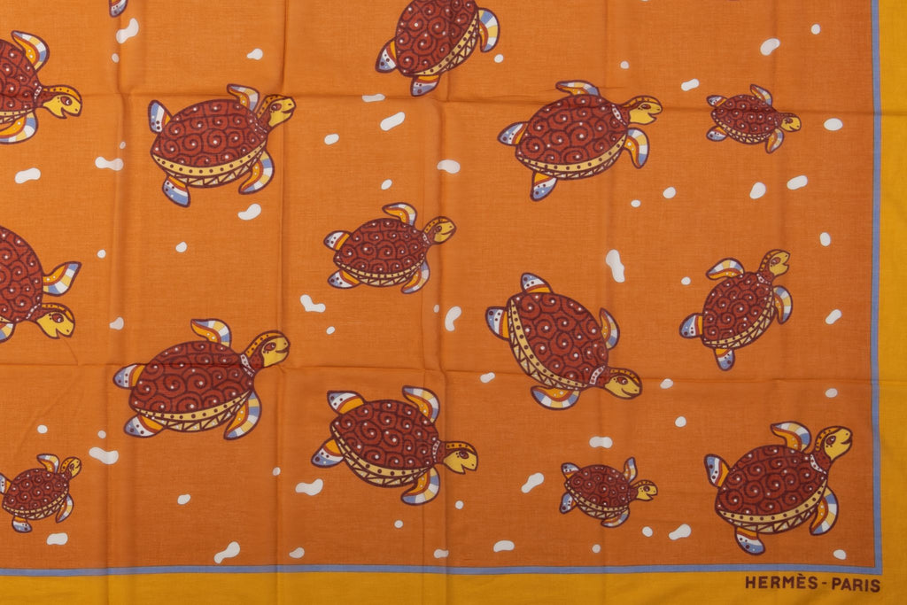 Hermès Cotton Orange Turtles Sarong