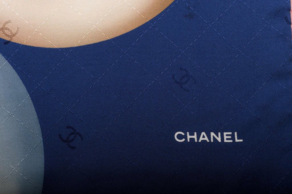 Chanel New Blue Pearls Silk Scarf