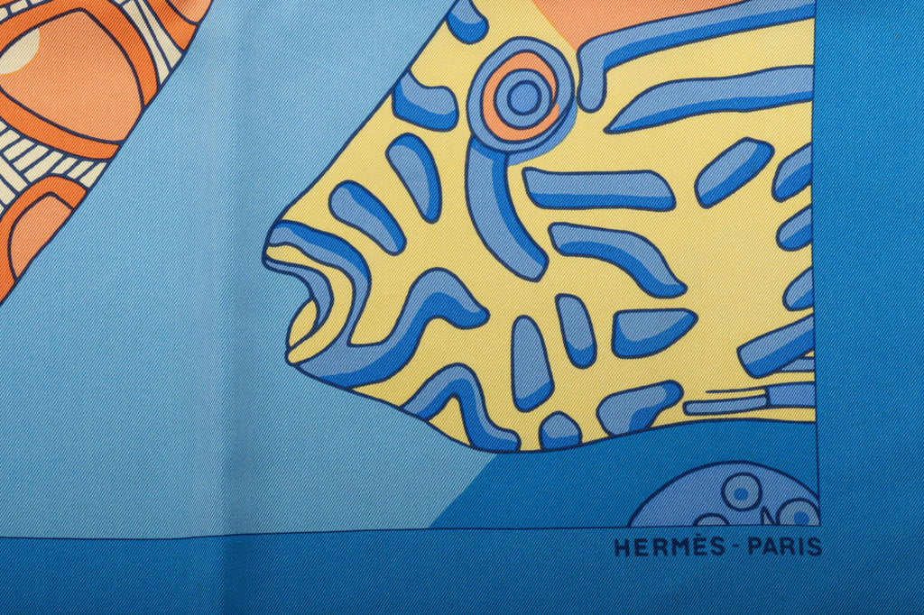 Hermès Grands Fonds Blue Silk Scarf