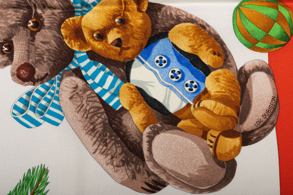 Hermès Collectible Teddy Bear Silk Scarf
