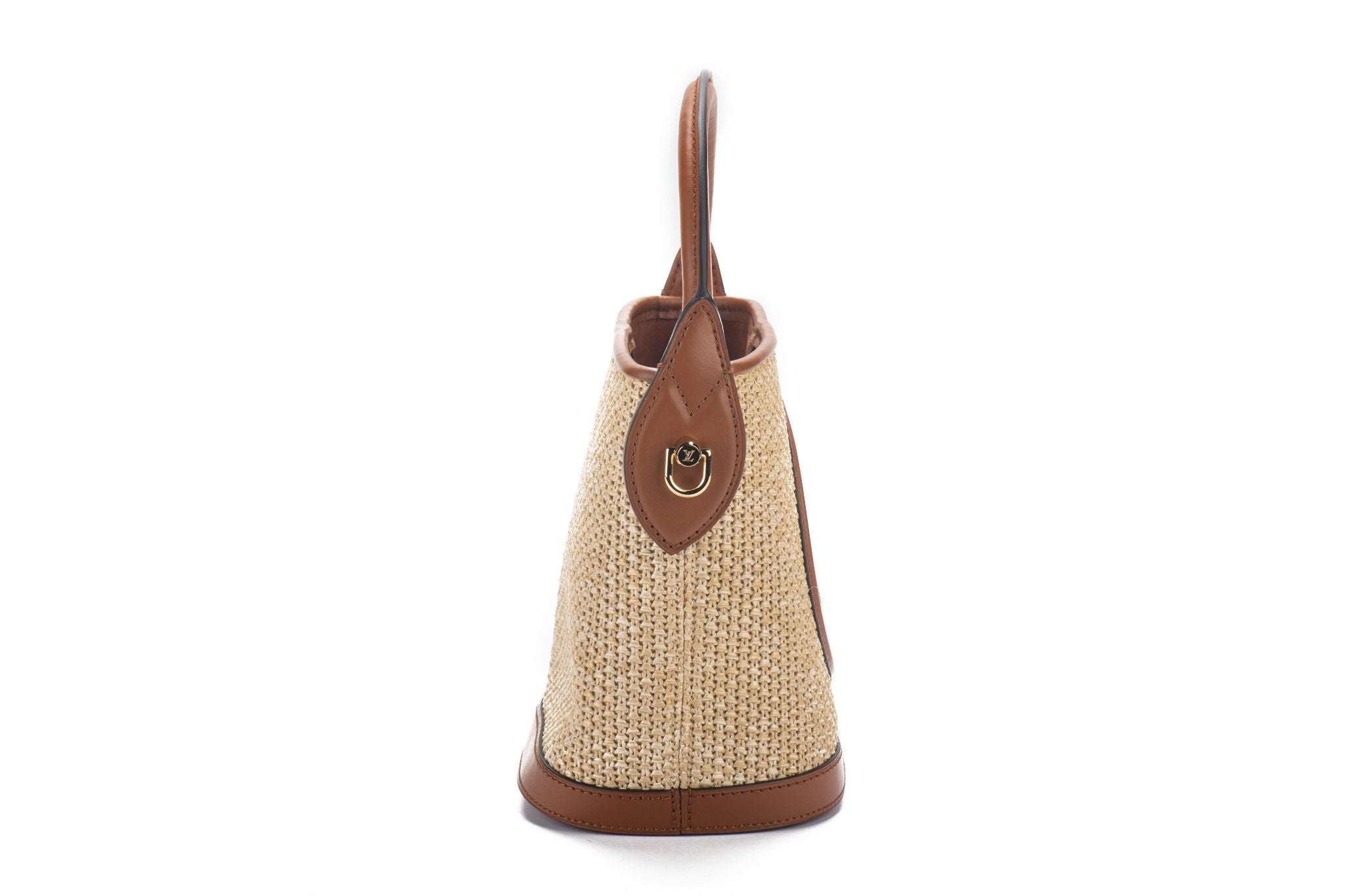 Louis Vuitton Petit Bucket Caramel M59962 Leather KnitRaffia