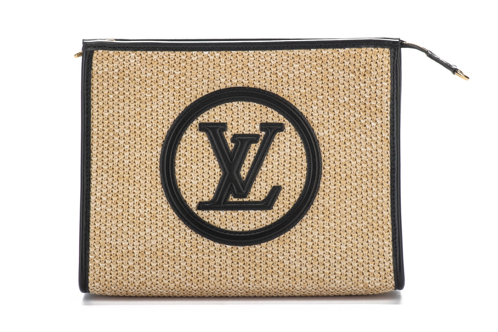Louis Vuitton Beige/Black Raffia And Leather Toiletry Pouch On