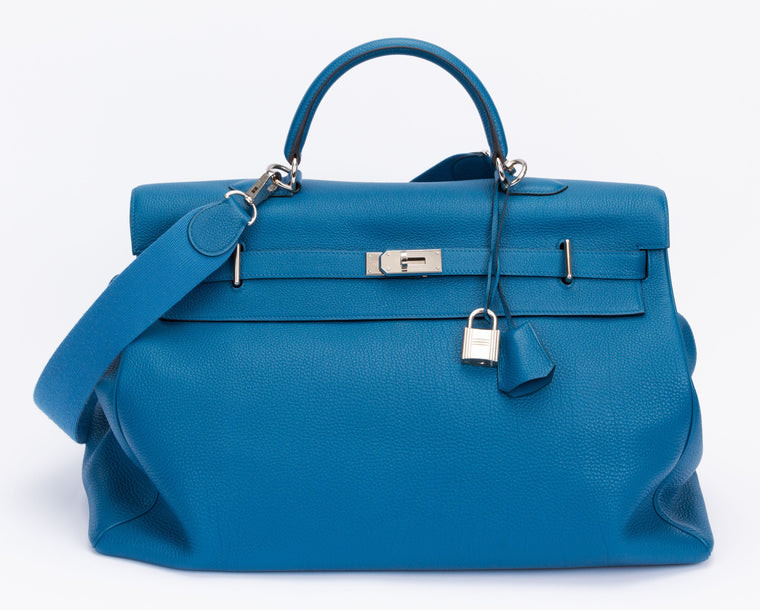 Hermès Rare Kelly 50 Unisex Blue Izmir