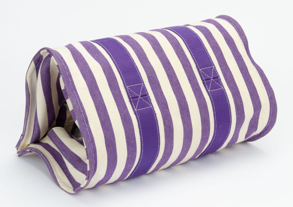 Hermes Purple Striped Beach Bag