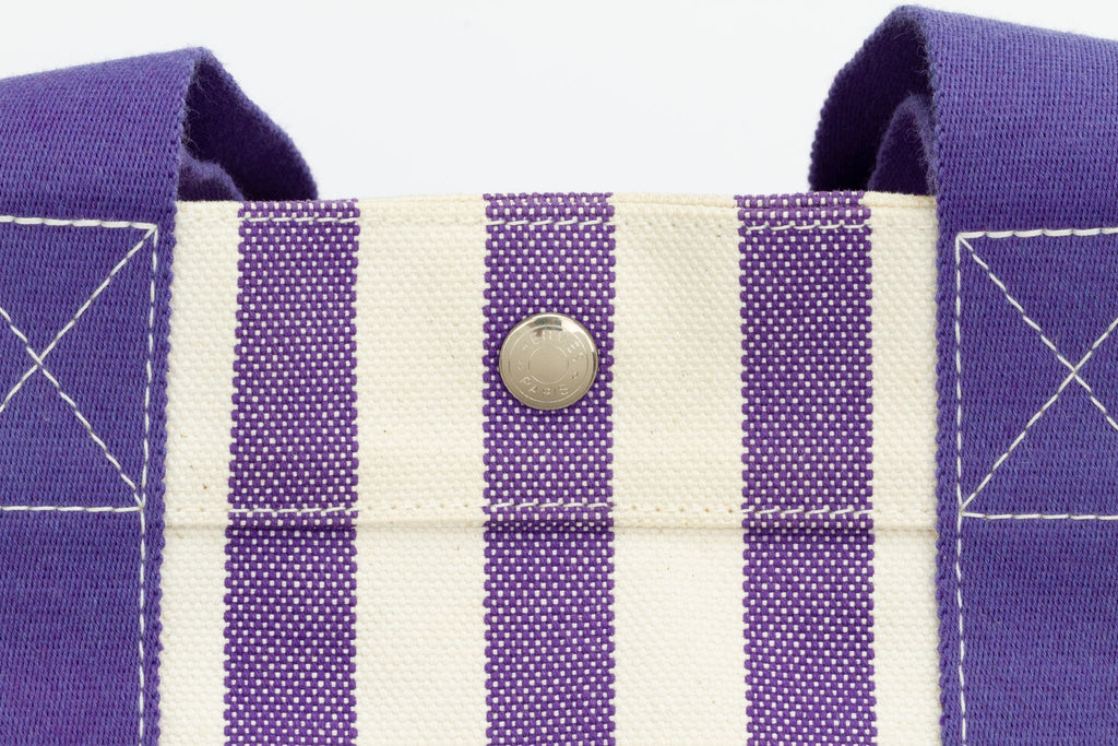 Hermes Purple Striped Beach Bag