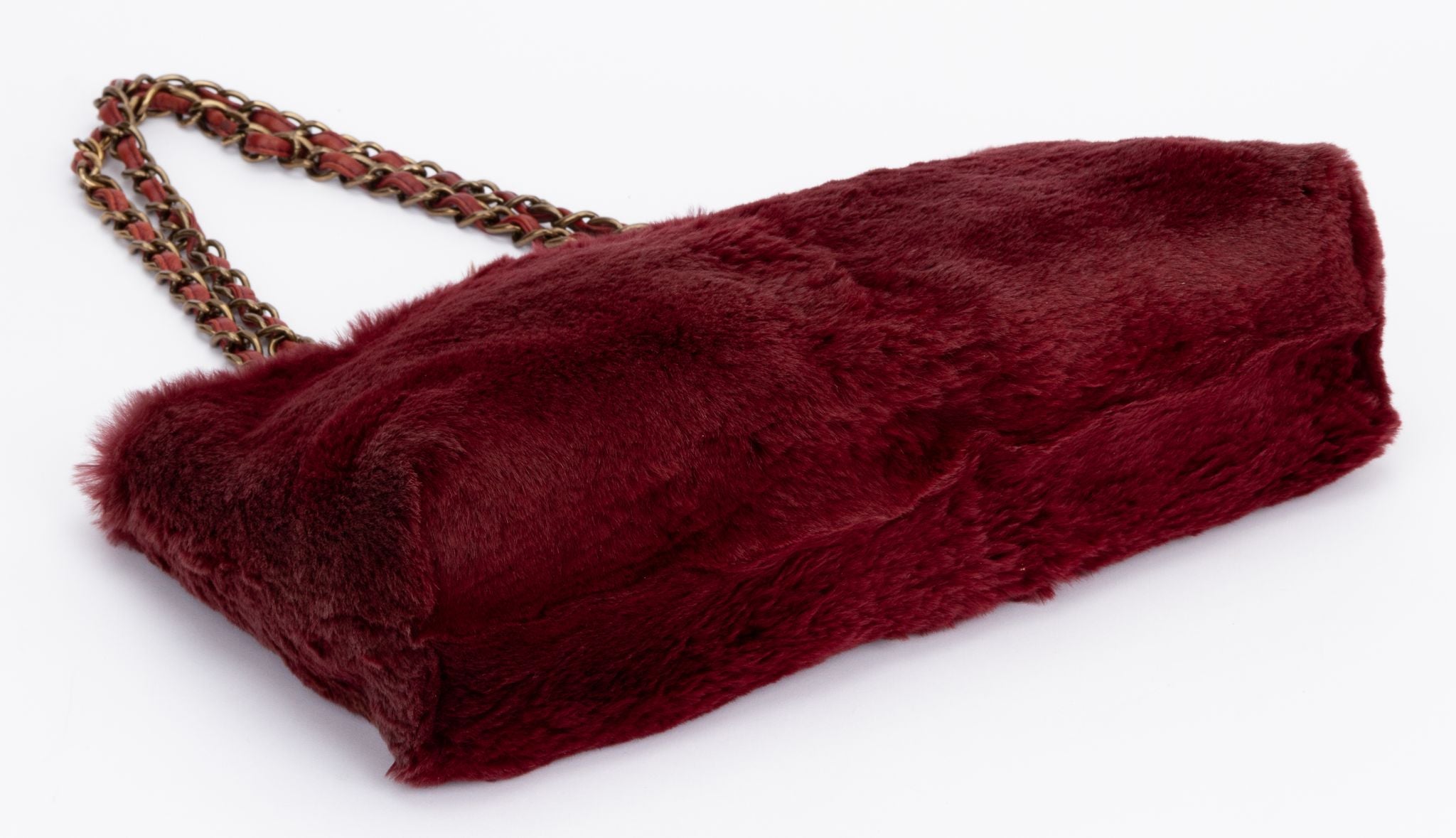 Chanel Rectangular bag in orange red Rex rabbit fur, 2000s