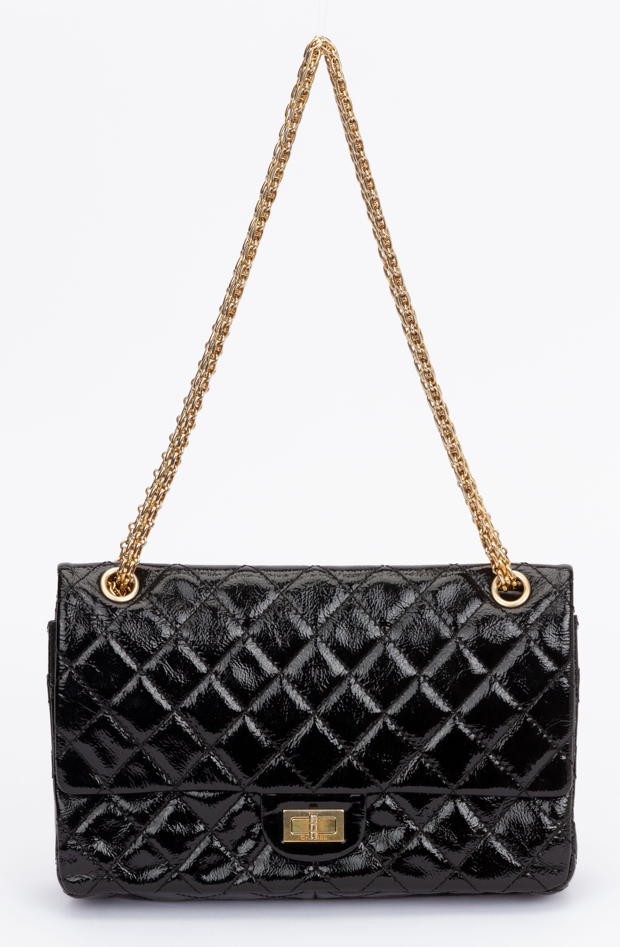 Chanel Patent Reissue Black Shoulder Bag - Vintage Lux