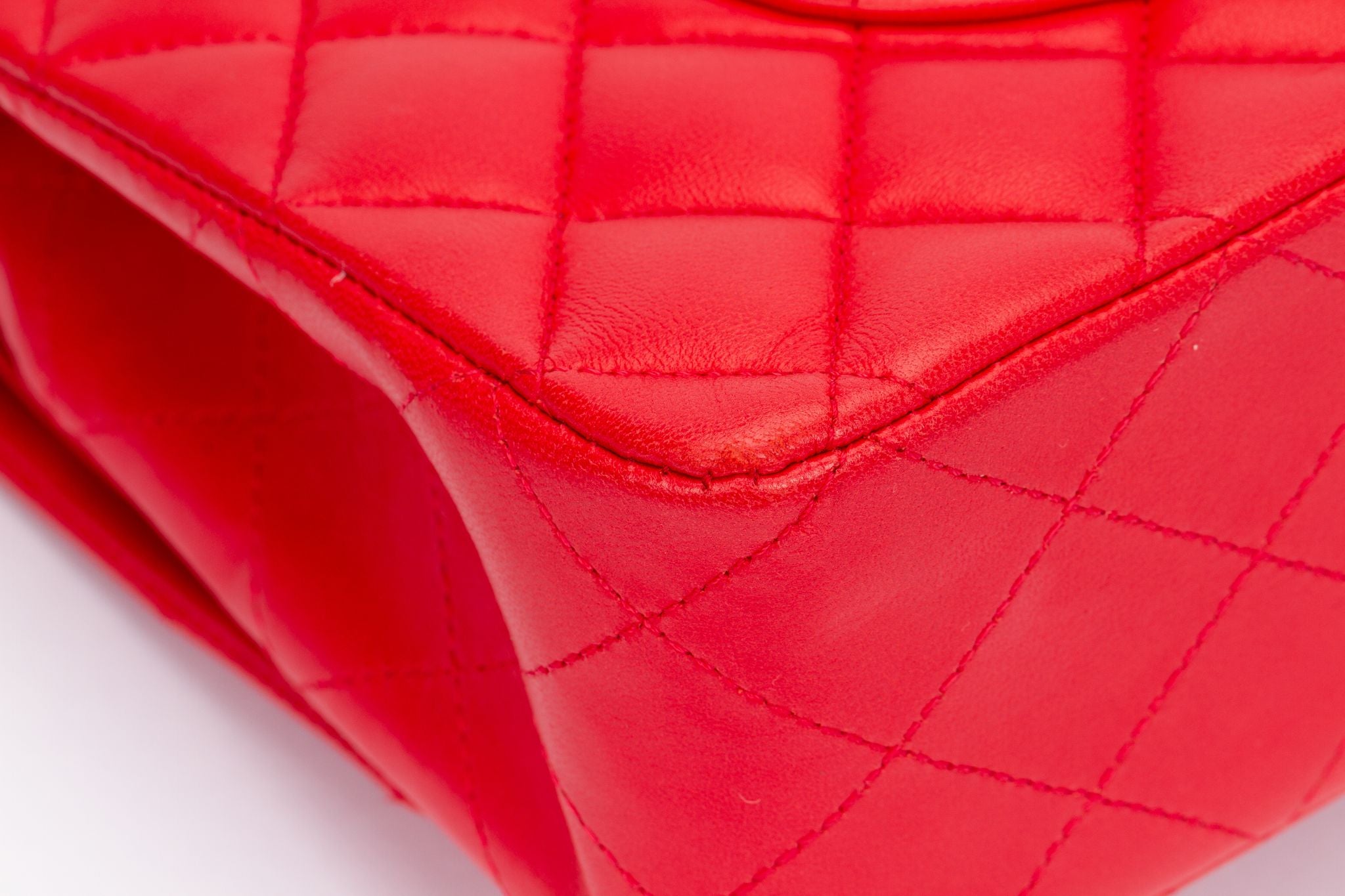 Chanel Bright Red 10 Double Flap Bag - Vintage Lux