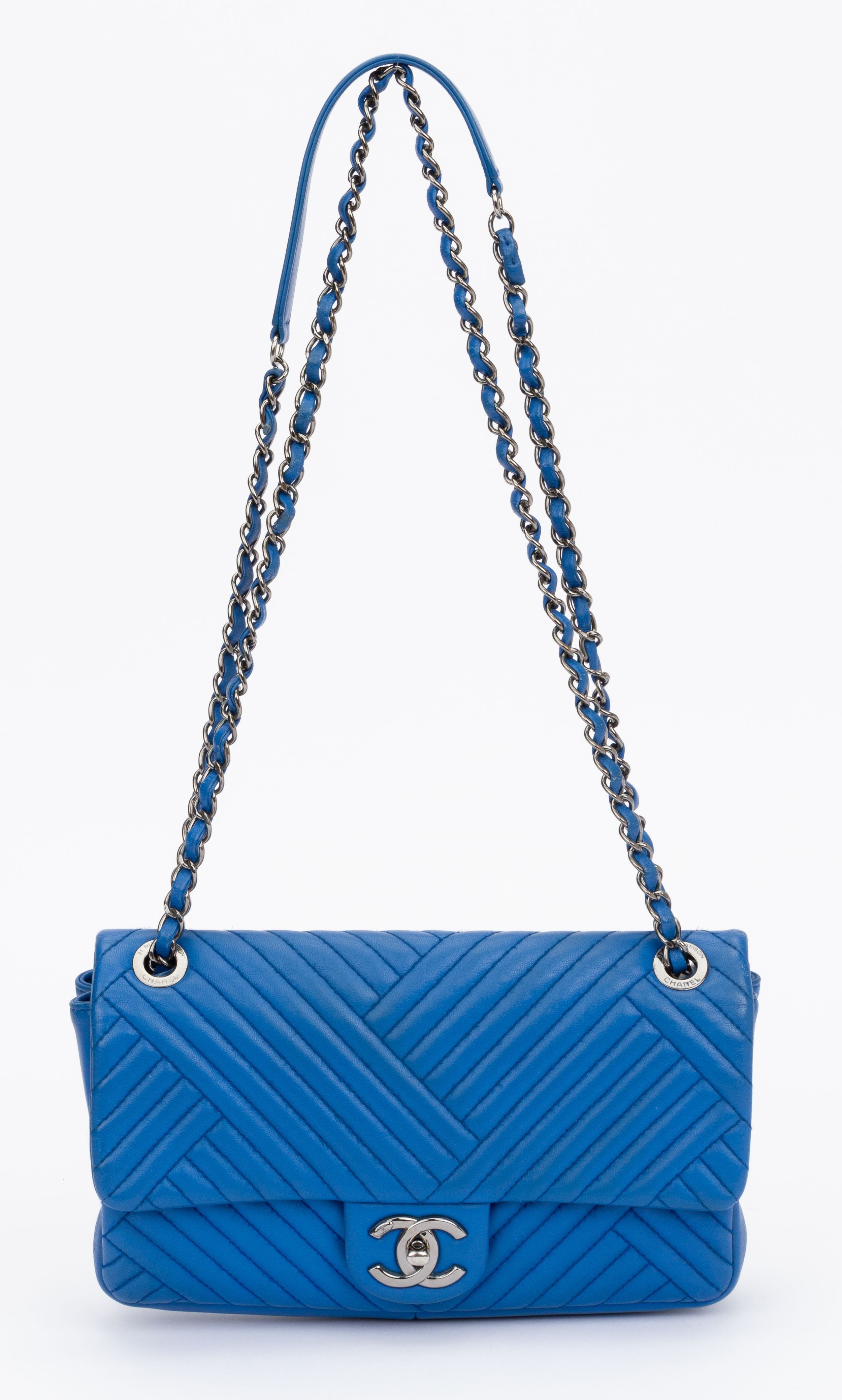 CHANEL CC Resort 2009 Pink Blue Striped Quilted Fabric Heart Flap
