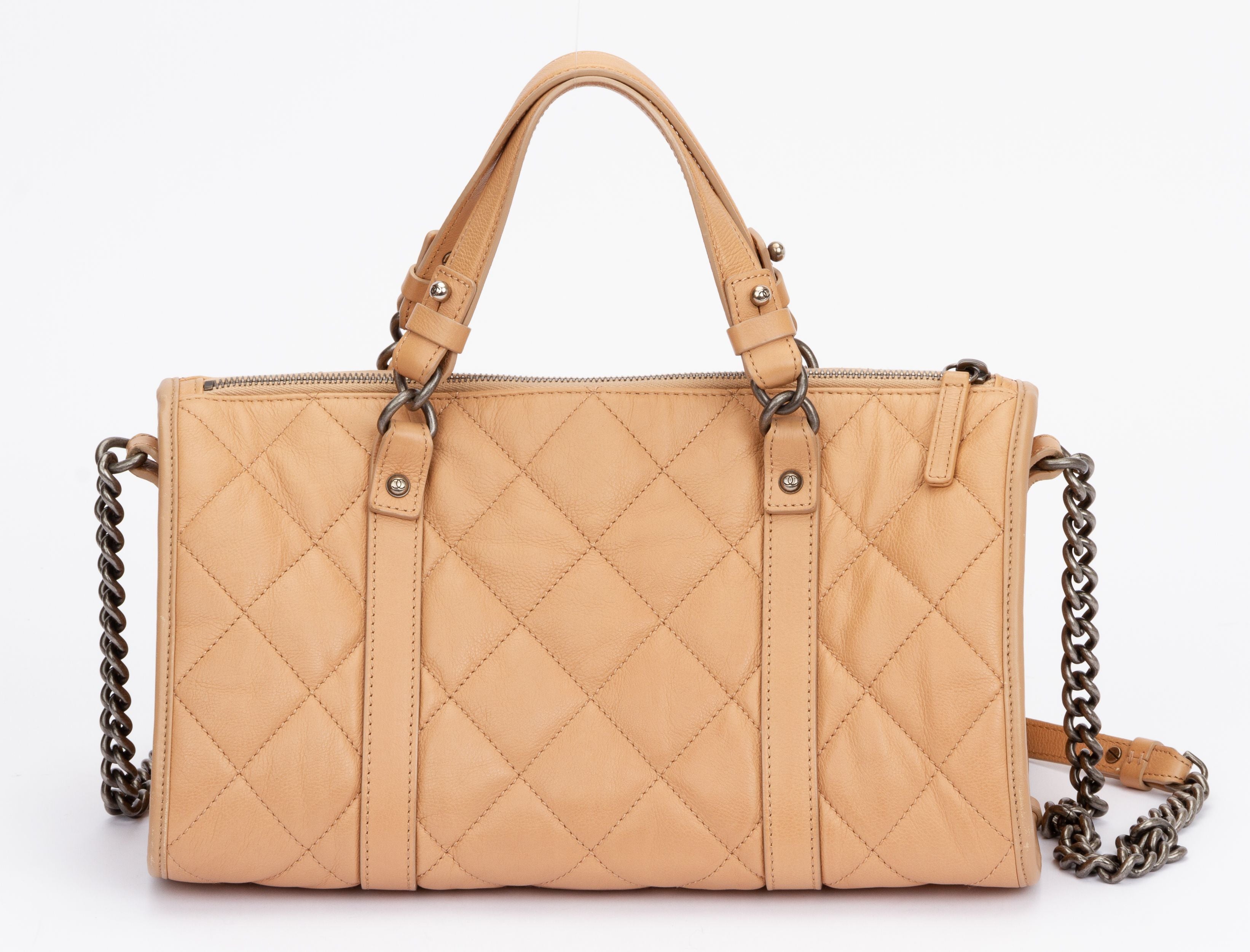 Chanel Beige Quilted Calfskin New Medium Boy Bag
