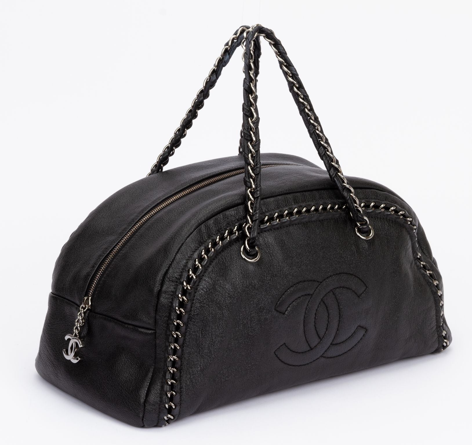 Chanel Black Luxe Ligne Bowler Bag - Vintage Lux