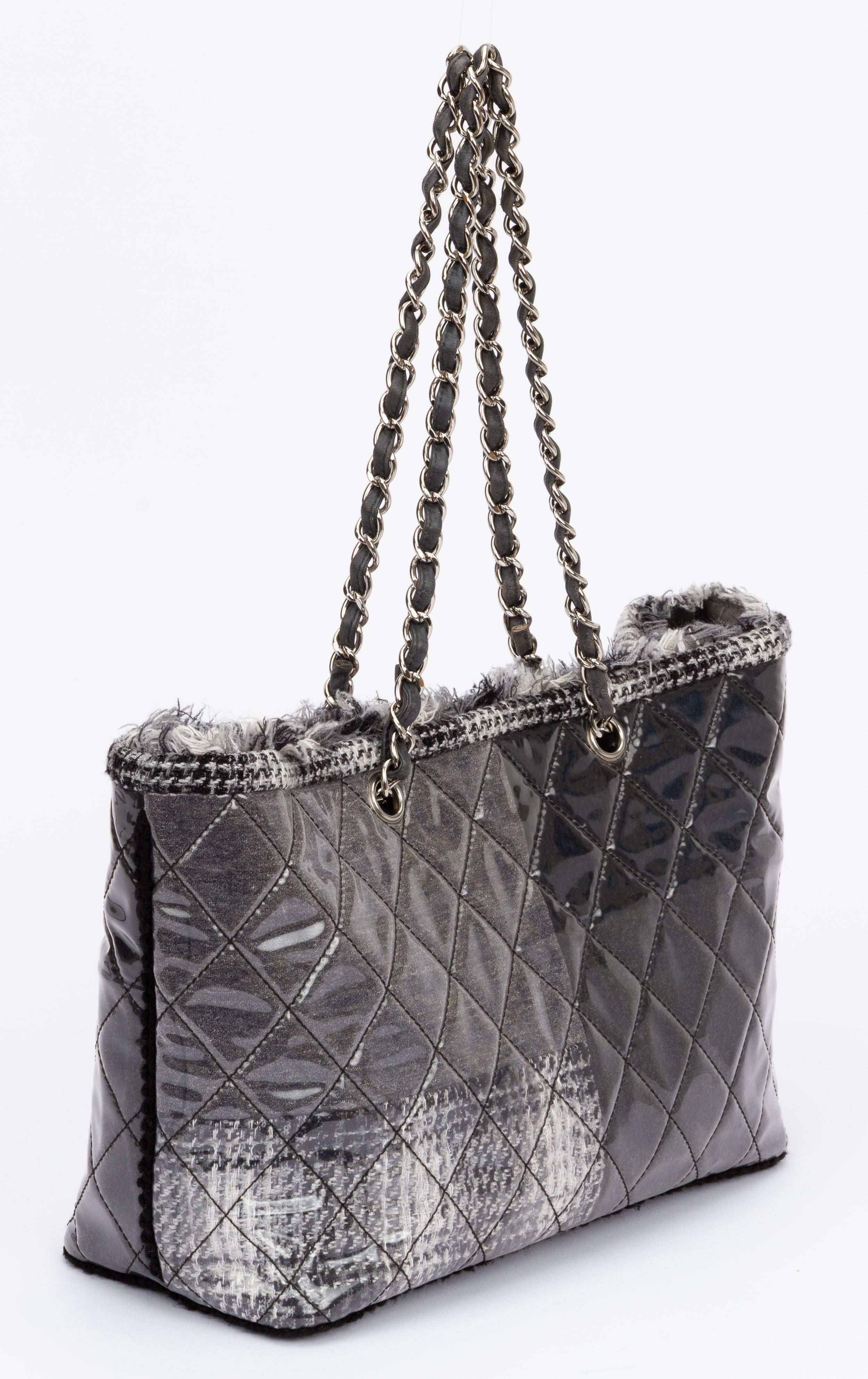 Chanel Large Tweed on Stitch Tote Quilted Nylon Black – Coco