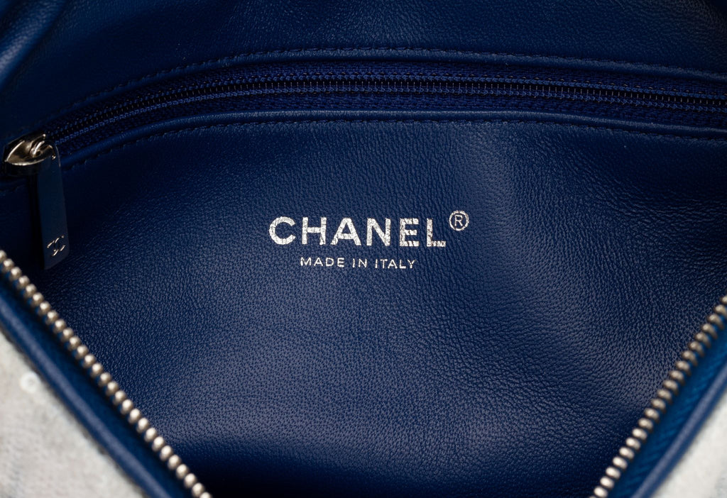 Chanel Blue Sequins Waterfall Belt Bag